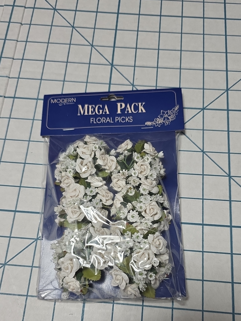 Modern Romance Paper RoseWhite Floral Picks - Decorative Flower Accents 6 Ea NIP